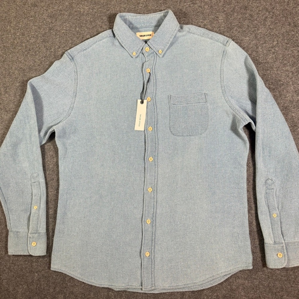 Taylor Stitch The Jack Washed Indigo Waffle Shirt Mens 40 Medium NWT